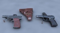 Two pistolsPM SR-1MP and holster 3D Model