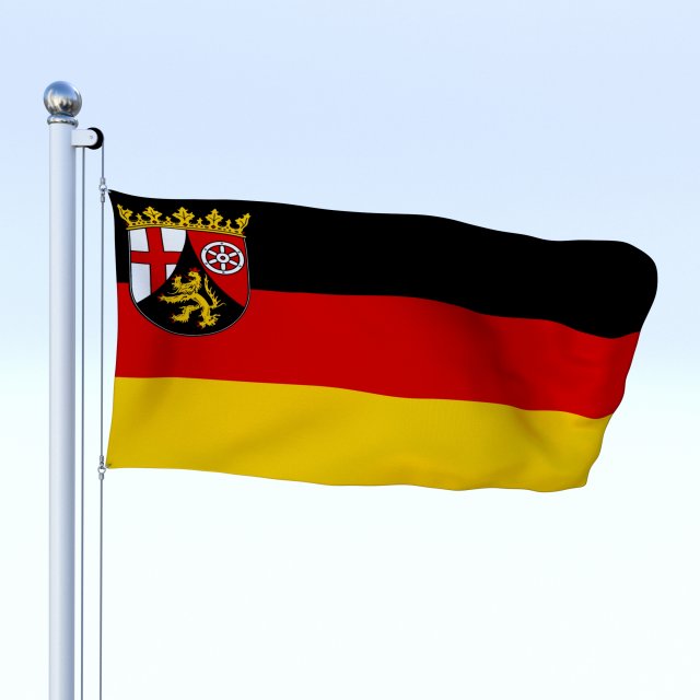 Animated Rhineland-Palatinate German State Flag 3D Model