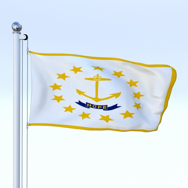 Animated Rhode Island Flag 3D Model