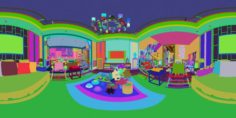 Panorama Antique Chinese Style Family Living Room Restaurant 17 3D Model