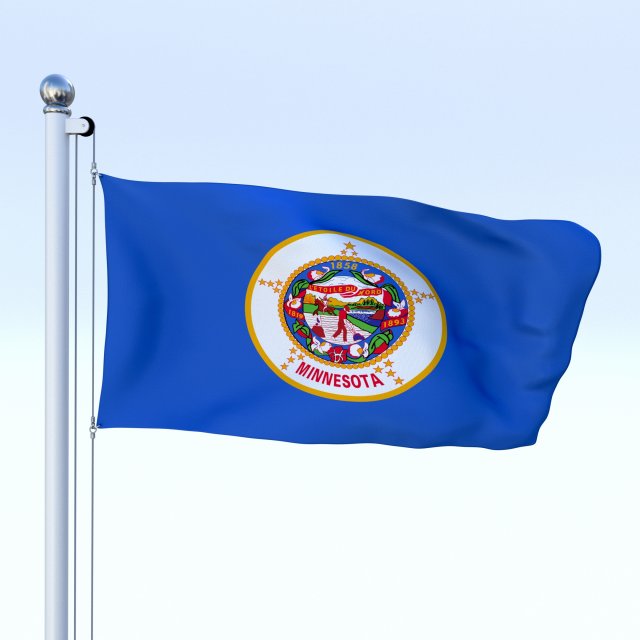 Animated Minnesota Flag 3D Model