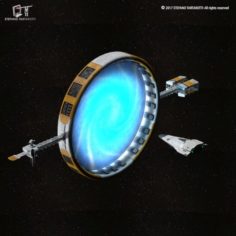 Stargate with sci-fi shuttle 3D Model