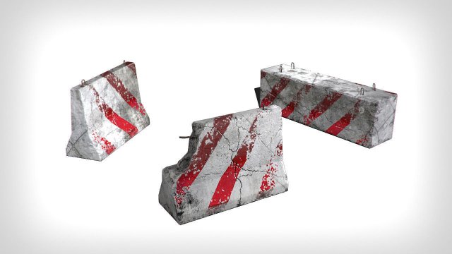 Road Blocks Detailed 3D Model