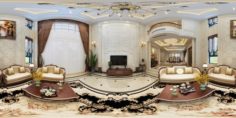 Panoramic European style living room dining room 11 3D Model