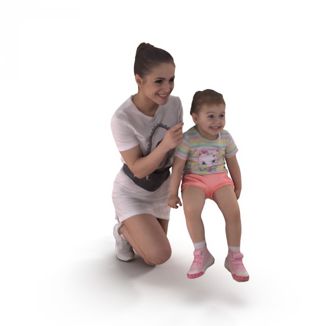 Mother play with baby 3D Model