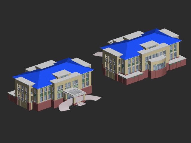 Urban architecture – school office villas 126 3D Model