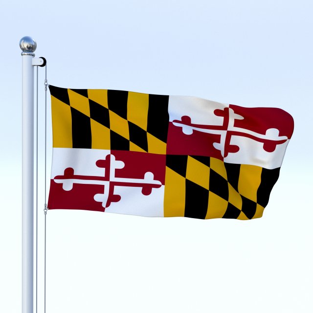 Animated Maryland Flag 3D Model