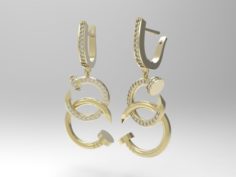 Earrings with bent nails and diamonds 3D Model