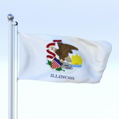 Animated Illinois Flag 3D Model