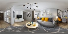 Panorama Nordic style living room dining room 21 3D Model