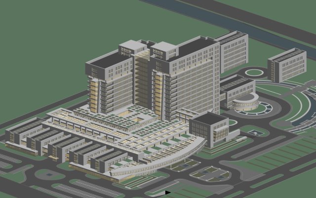 City planning – large factory office building 823 3D Model