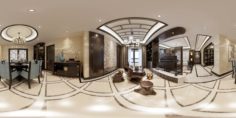 Panorama Antique Chinese Style Restaurant Kitchen Space 04 3D Model