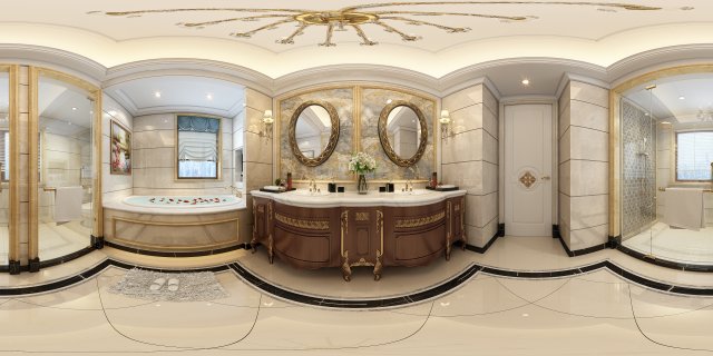 Panorama European style bathroom toilet space 01 3D Model