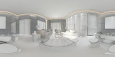 Panorama Antique Chinese Style Family Living Room Restaurant 04 3D Model