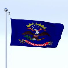 Animated North Dakota Flag 3D Model
