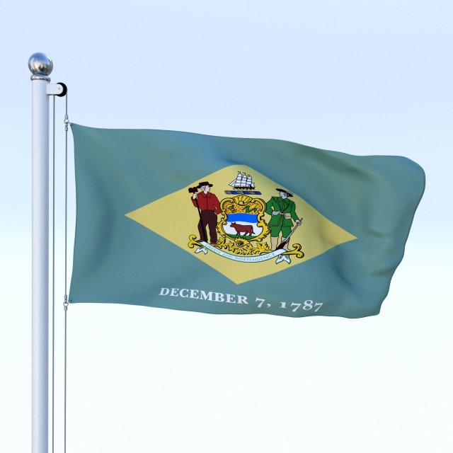 Animated Delaware Flag 3D Model