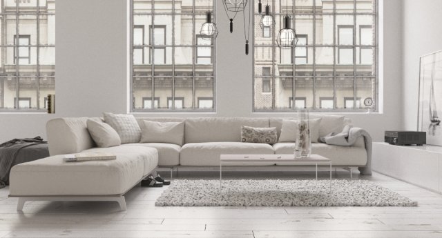 White living room 3D Model