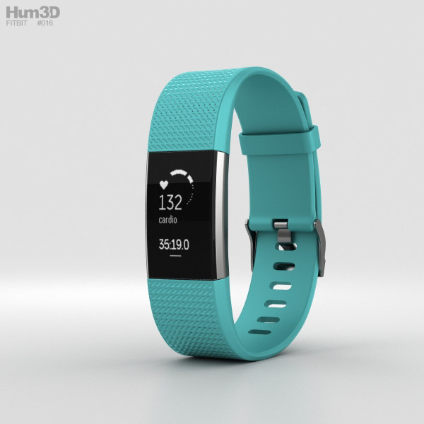 Fitbit Charge 2 Teal 3D Model