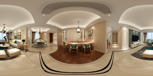 Panorama mix and match the living room restaurant space 02 3D Model