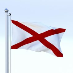 Animated Alabama Flag 3D Model