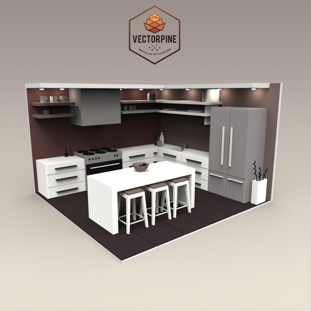 Low Poly Interiors – Kitchen 3D Model