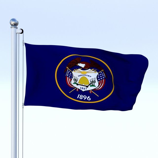 Animated Utah Flag 3D Model