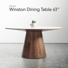 Winston Dining Table Sandro Walnut Veneer 63 inch – 1600mm 3D Model