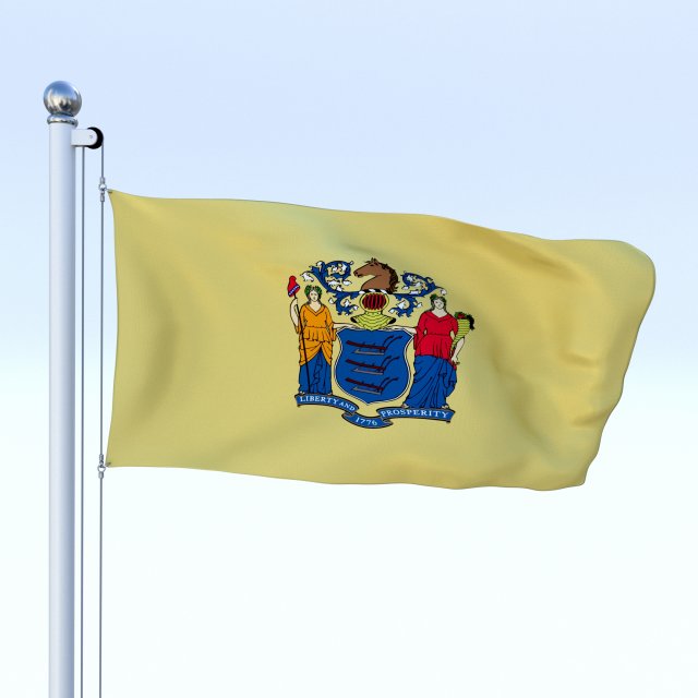 Animated New Jersey Flag 3D Model
