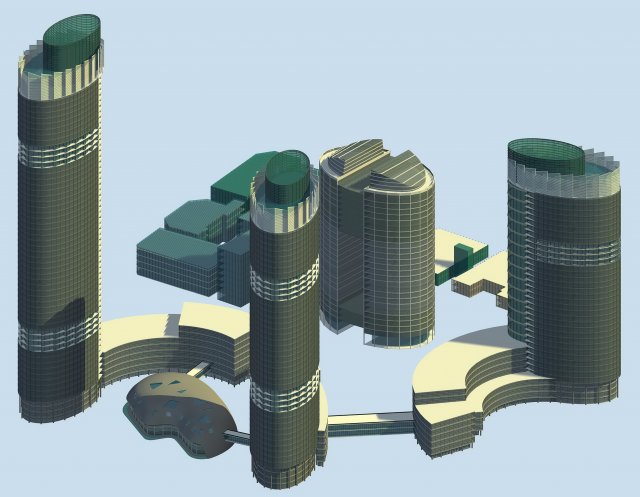 Urban planning – commercial buildings 120 3D Model