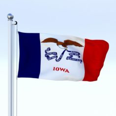 Animated Iowa Flag 3D Model