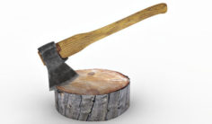 Axe and Wood log 3d model