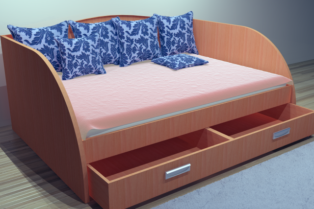 Bed Study Sofa Sofas Plus in 3 color variations 3D Model