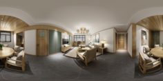 Panorama Japanese Style Living Room Restaurant Space 01 3D Model