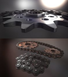 High End gear and chain 4k textures 3D Model