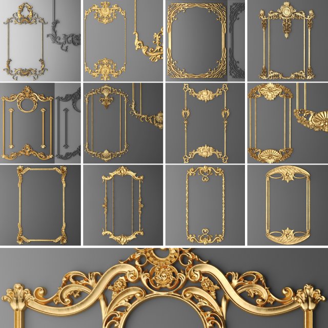 Collection stucco molding frame 3D Model