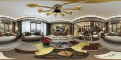 Panorama Antique Chinese Style Living Room Restaurant Space 38 3D Model