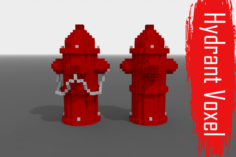 Voxel Fire Hydrant low-poly 3D Model