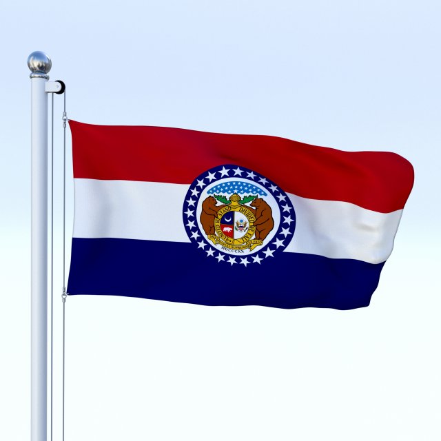 Animated Missouri Flag 3D Model