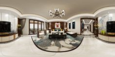 Panorama Antique Chinese Style Family Living Room Restaurant 19 3D Model