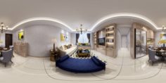 Panoramic American Style Living Room Restaurant Space 46 3D Model
