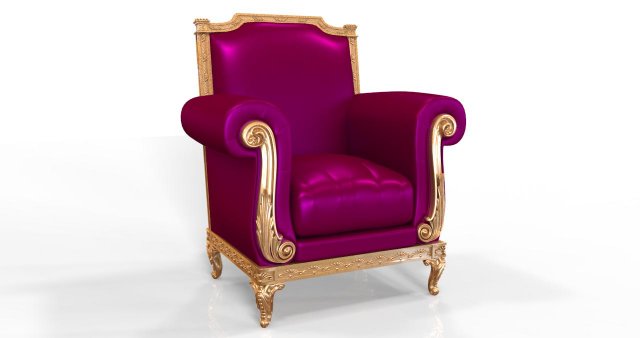 Fabric Dark Pink Armchair 3D Model