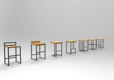 Set of bar stools 3D Model