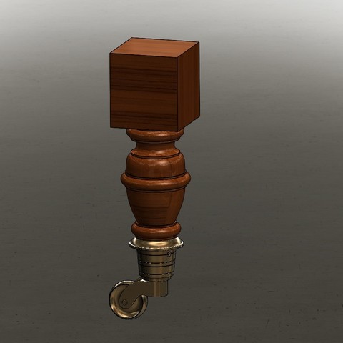 Furniture Leg and Caster 3D Print Model