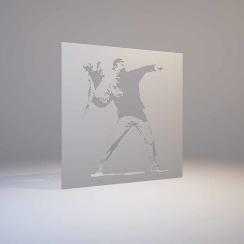 Banksy – Stencil – Flower thrower 3D Print Model
