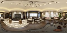 Panorama Antique Chinese Style Family Living Room Restaurant 12 3D Model