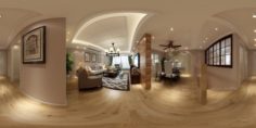Panoramic American Style Living Room Restaurant Space 24 3D Model
