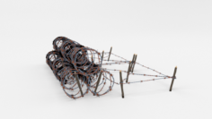 Low Poly Barb Wire Obstacle 24 3D Model