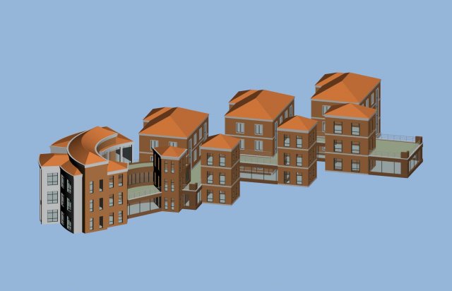 Urban architecture – school office villas 91 3D Model