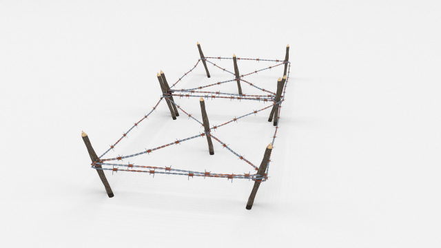 Low Poly Barb Wire Obstacle 18 3D Model
