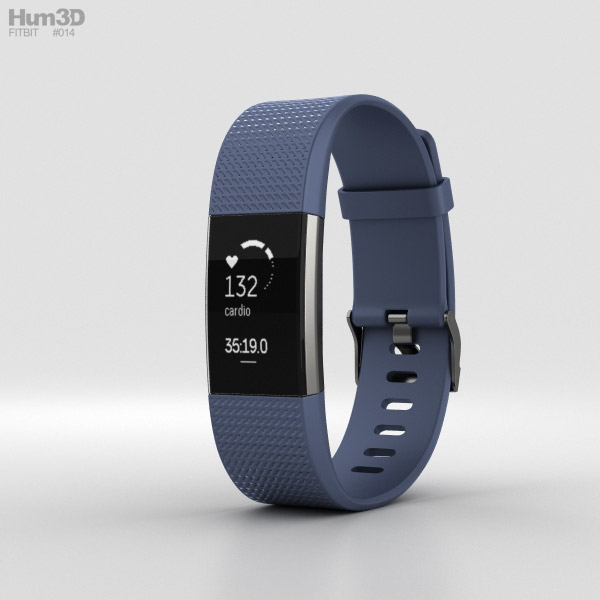 Fitbit Charge 2 Blue 3D Model